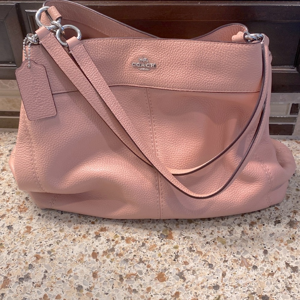 💕🩷PINK Coach Pebble Leather Signature Lexy Shoulder Bag & Matching Wallet🩷💕